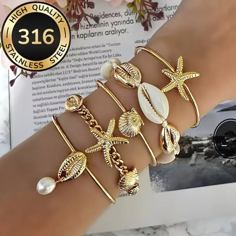 Bracelet Tissé Coquillage 5pcs