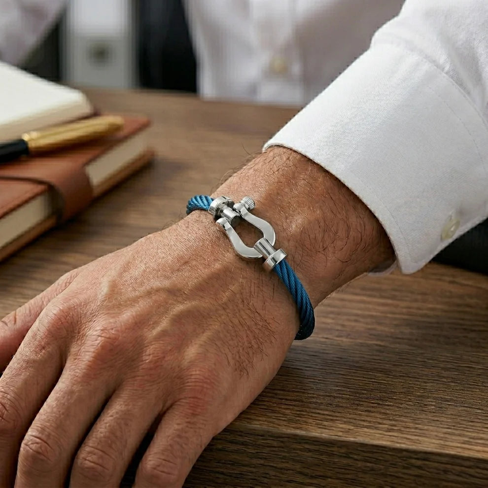 BRACELET CABLE BLUE ARGENTE ( FRAD)