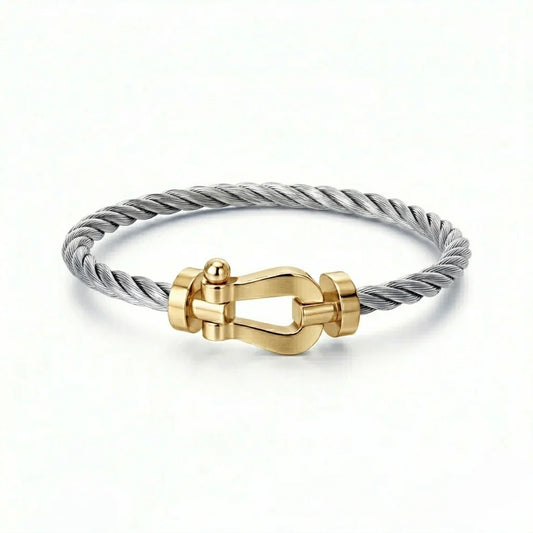 BRACELET CABLE ARGENTÉ DORÉ ( FRAD)