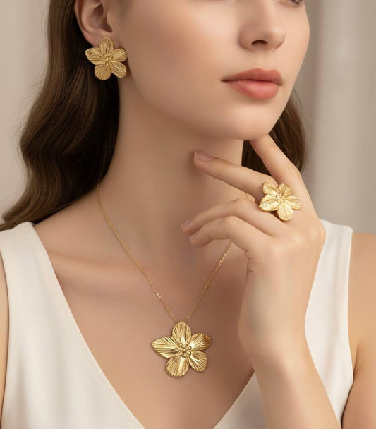 Parure Flora acier inoxydable